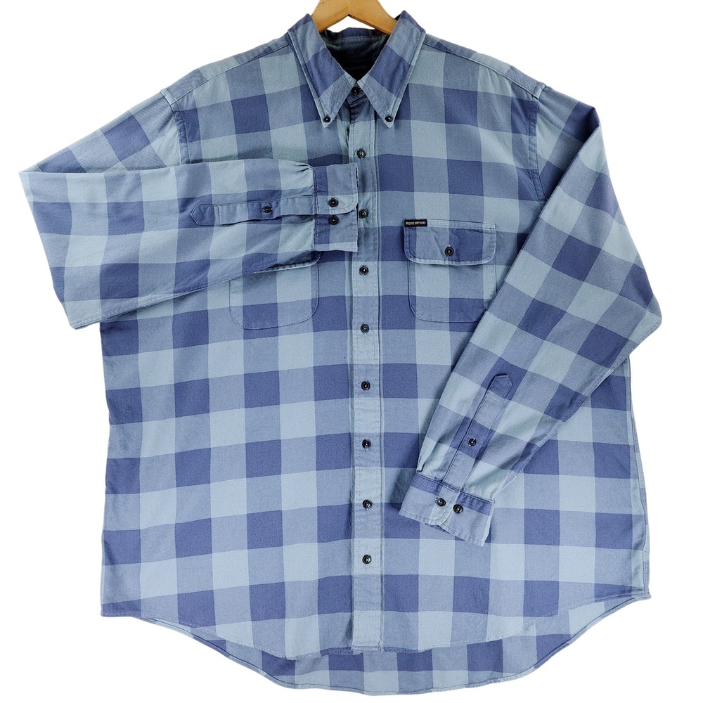 Brooks Brothers Shirt Mens 2XLT Blue Buffalo Check Plaid 100% Cotton Button Down